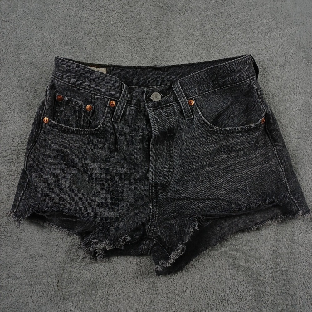 Levis 501 Shorts Womens 25 Black Denim‎ Premium Pockets Casual Modern
